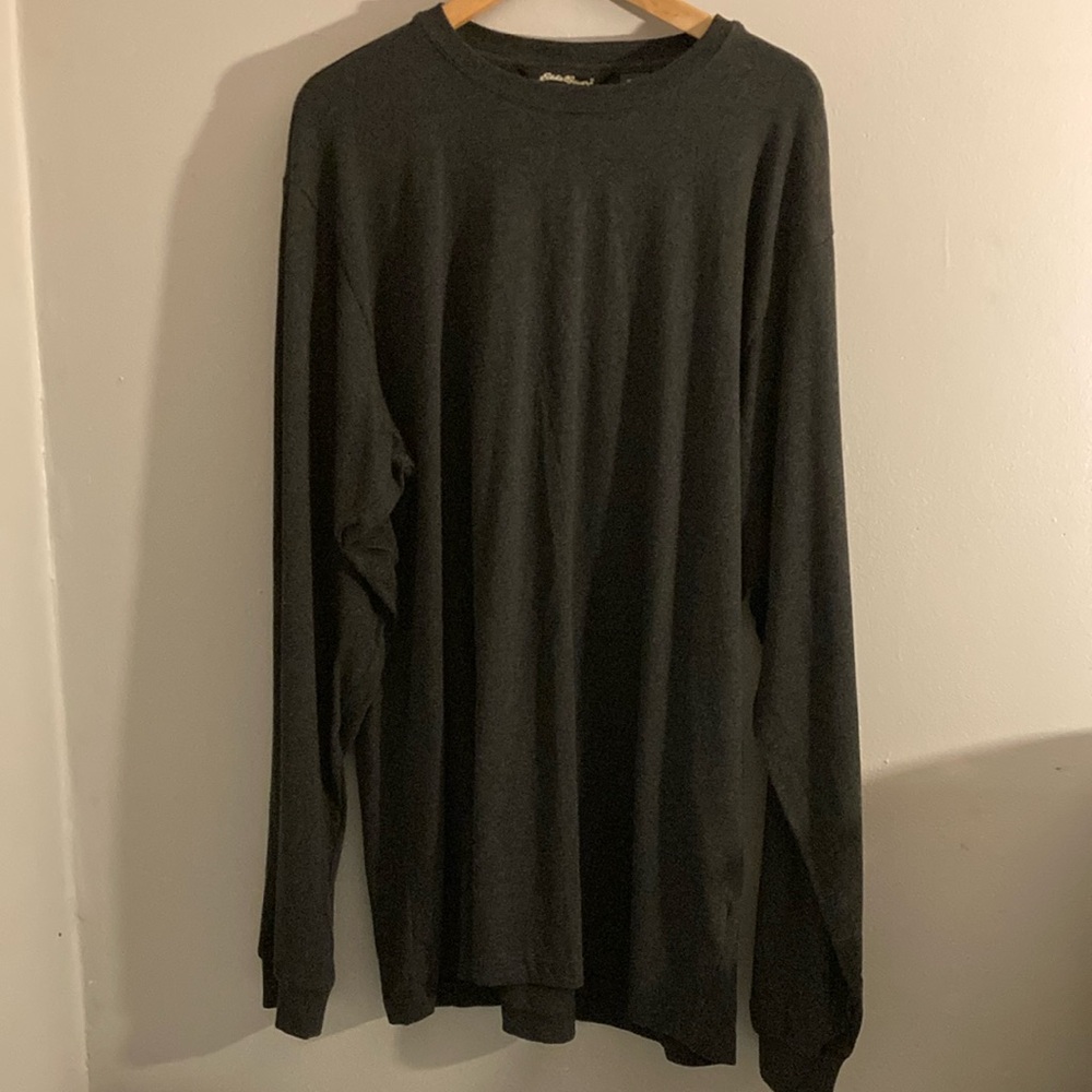 Eddie Bauer Gray Long Sleeve Tee Classic Crew